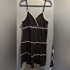 Vintage Black Dress with White Trim